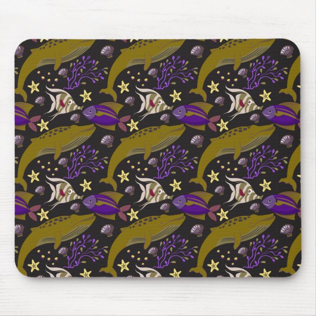 Aquatic animals pattern | ocean underwater life 25 mouse mat (Front)