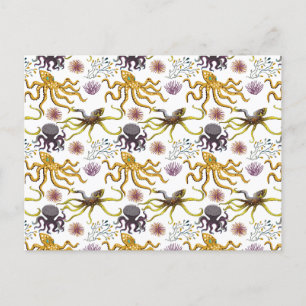 Aquatic animals pattern ocean underwater life 26 postcard