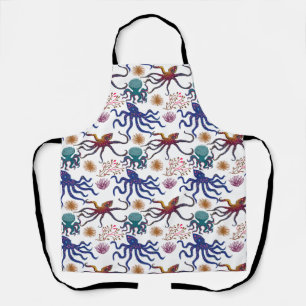 Aquatic animals pattern ocean underwater life 27 apron