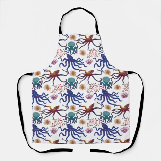 Aquatic animals pattern | ocean underwater life 27 apron (Front)