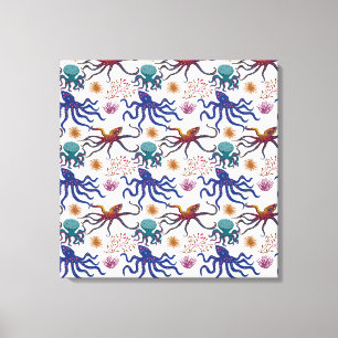 Aquatic animals pattern ocean underwater life 27 canvas print