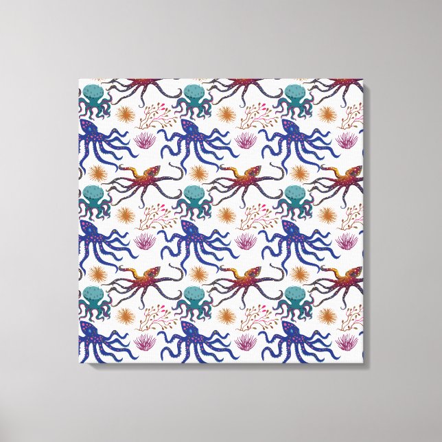 Aquatic animals pattern | ocean underwater life 27 canvas print (Front)