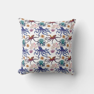 Aquatic animals pattern ocean underwater life 27 cushion