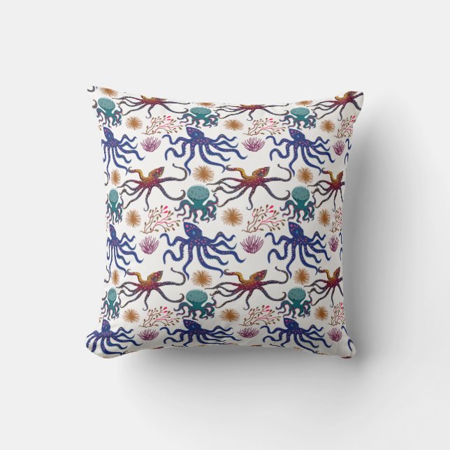 Aquatic animals pattern | ocean underwater life 27 cushion (Front)