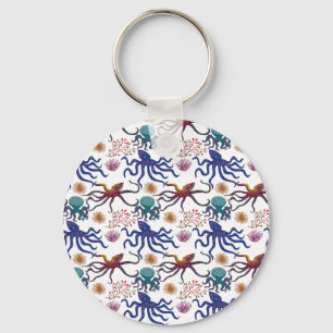 Aquatic animals pattern ocean underwater life 27 key ring