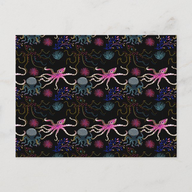 Aquatic animals pattern | ocean underwater life 28 postcard (Front)