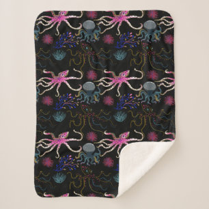 Aquatic animals pattern ocean underwater life 28 sherpa blanket