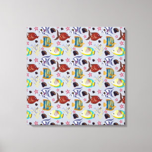 Aquatic animals pattern ocean underwater life 2 canvas print