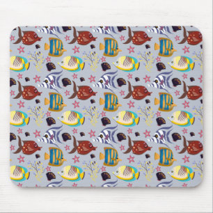 Aquatic animals pattern   ocean underwater life 2 mouse mat