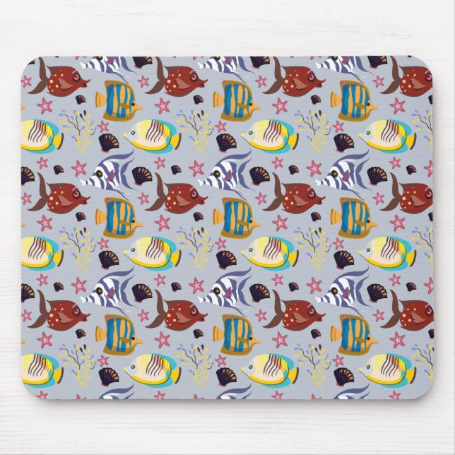 Aquatic animals pattern | ocean underwater life 2 mouse mat (Front)