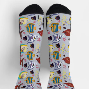 Aquatic animals pattern   ocean underwater life 2  socks