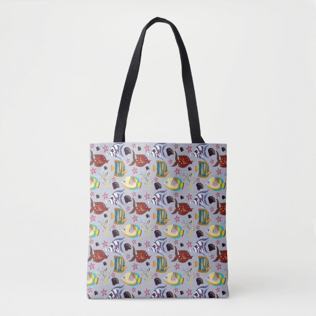 Aquatic animals pattern | ocean underwater life 2 tote bag (Front)