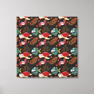 Aquatic animals pattern   ocean underwater life 30 canvas print