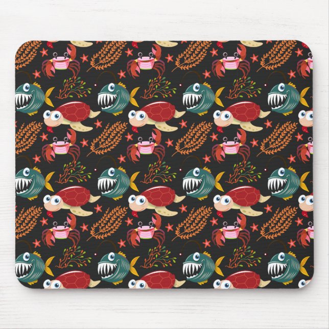 Aquatic animals pattern | ocean underwater life 30 mouse mat (Front)
