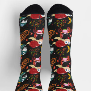 Aquatic animals pattern   ocean underwater life 30 socks