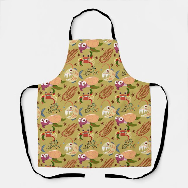 Aquatic animals pattern | ocean underwater life 31 apron (Front)