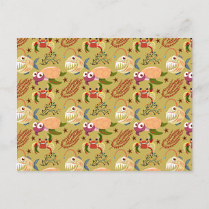 Aquatic animals pattern   ocean underwater life 31 postcard