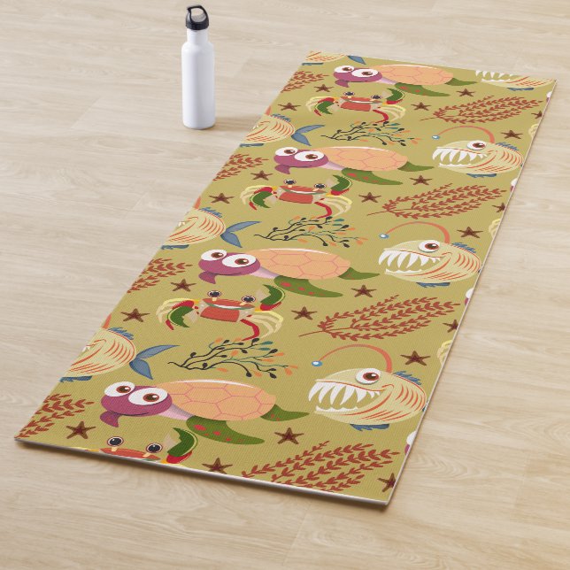 Aquatic animals pattern | ocean underwater life 31 yoga mat (In Situ)
