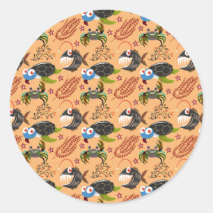 Aquatic animals pattern   ocean underwater life 32 classic round sticker