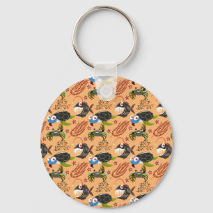 Aquatic animals pattern ocean underwater life 32 key ring