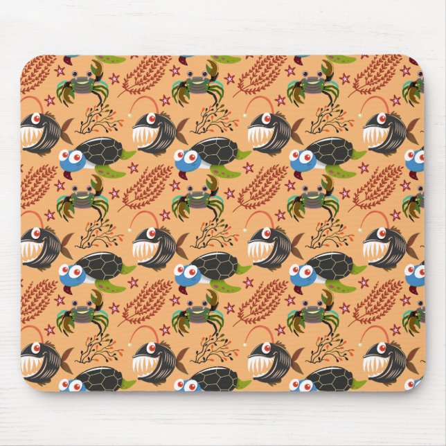 Aquatic animals pattern | ocean underwater life 32 mouse mat (Front)