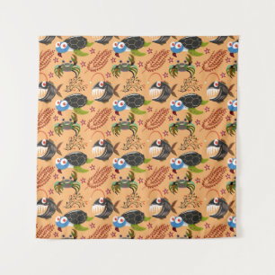 Aquatic animals pattern ocean underwater life 32 tapestry