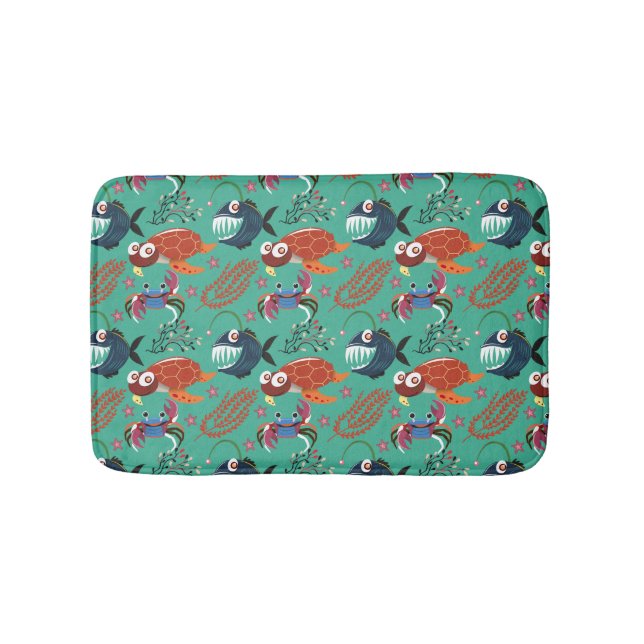 Aquatic animals pattern | ocean underwater life 33 bath mat (Front)