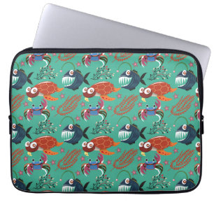 Aquatic animals pattern ocean underwater life 33 laptop sleeve