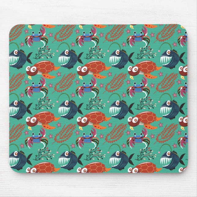Aquatic animals pattern | ocean underwater life 33 mouse mat (Front)