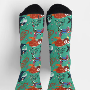 Aquatic animals pattern   ocean underwater life 33 socks