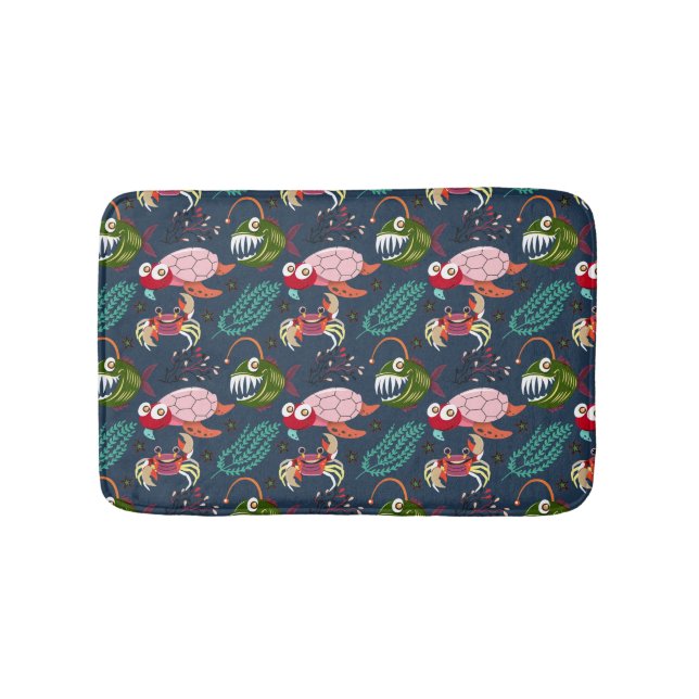 Aquatic animals pattern | ocean underwater life 34 bath mat (Front)