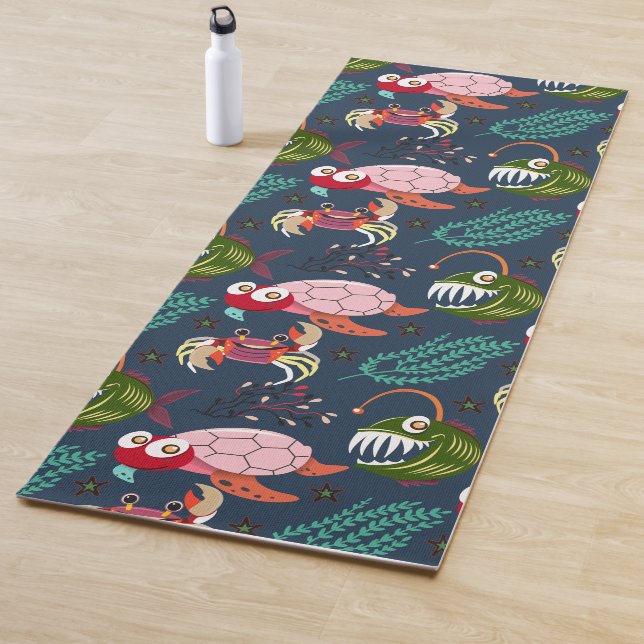 Aquatic animals pattern | ocean underwater life 34 yoga mat (In Situ)