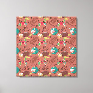 Aquatic animals pattern ocean underwater life 35 canvas print