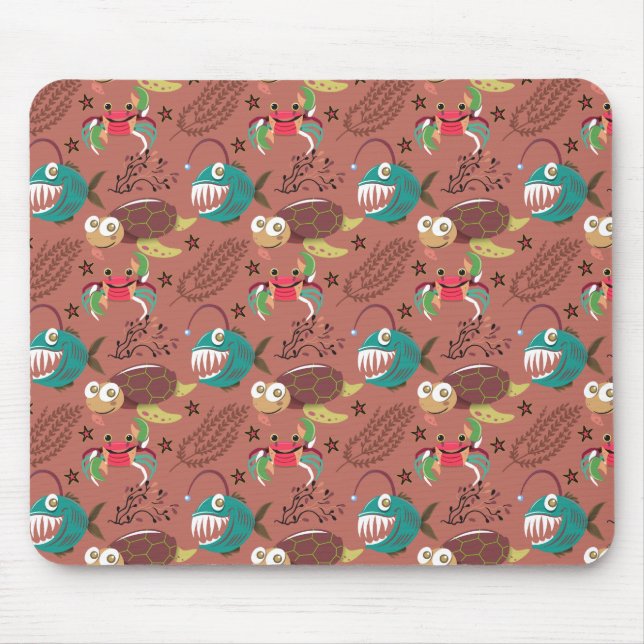 Aquatic animals pattern | ocean underwater life 35 mouse mat (Front)