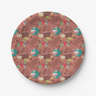 Aquatic animals pattern ocean underwater life 35 paper plate