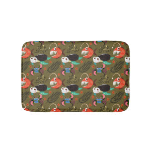 Aquatic animals pattern ocean underwater life 36 bath mat