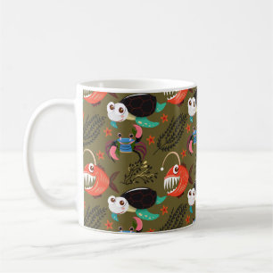 Aquatic animals pattern ocean underwater life 36 coffee mug
