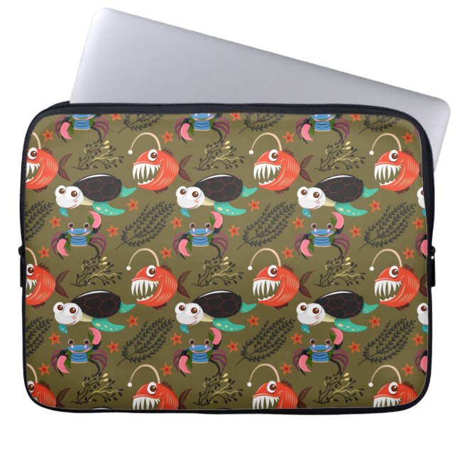 Aquatic animals pattern | ocean underwater life 36 laptop sleeve (Front)