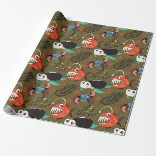 Aquatic animals pattern ocean underwater life 36 wrapping paper