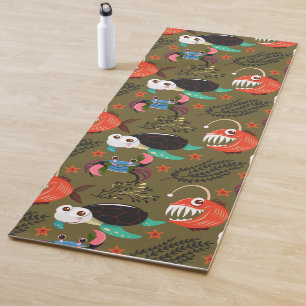 Aquatic animals pattern ocean underwater life 36 yoga mat