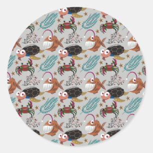 Aquatic animals pattern   ocean underwater life 37 classic round sticker
