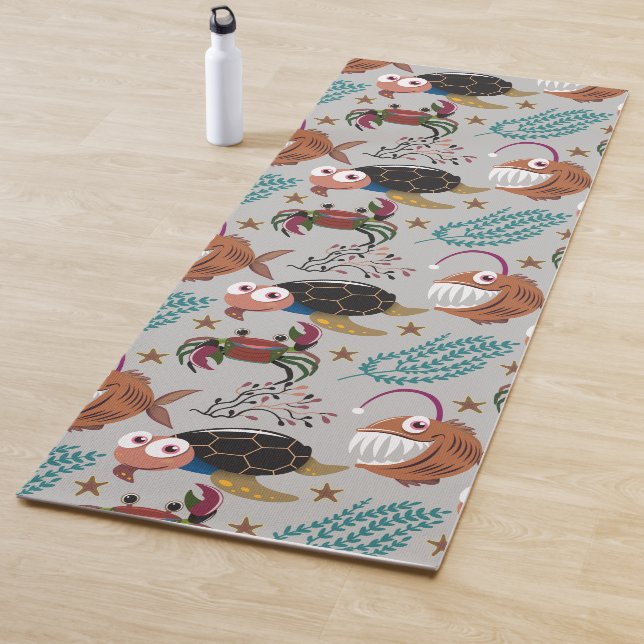Aquatic animals pattern | ocean underwater life 37 yoga mat (In Situ)