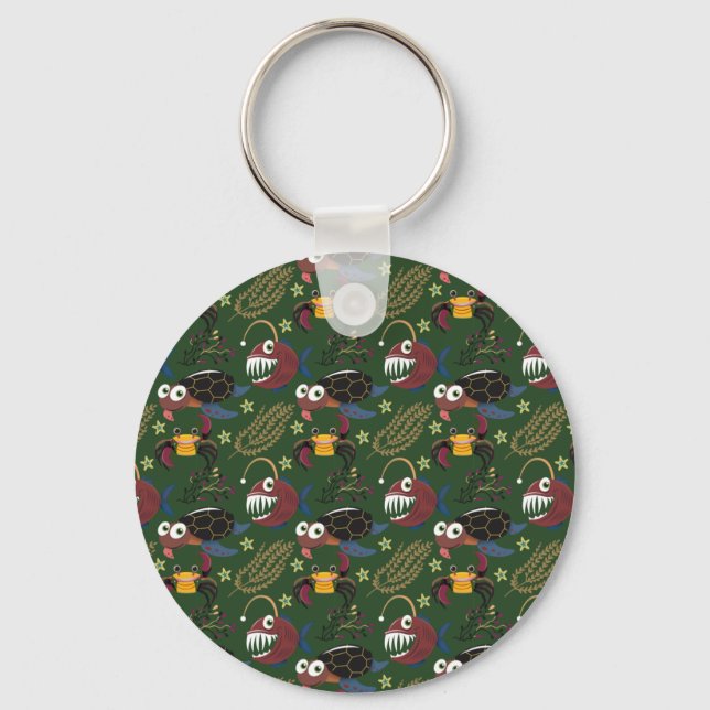 Aquatic animals pattern | ocean underwater life 38 key ring (Front)
