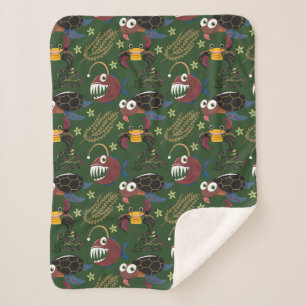 Aquatic animals pattern ocean underwater life 38 sherpa blanket