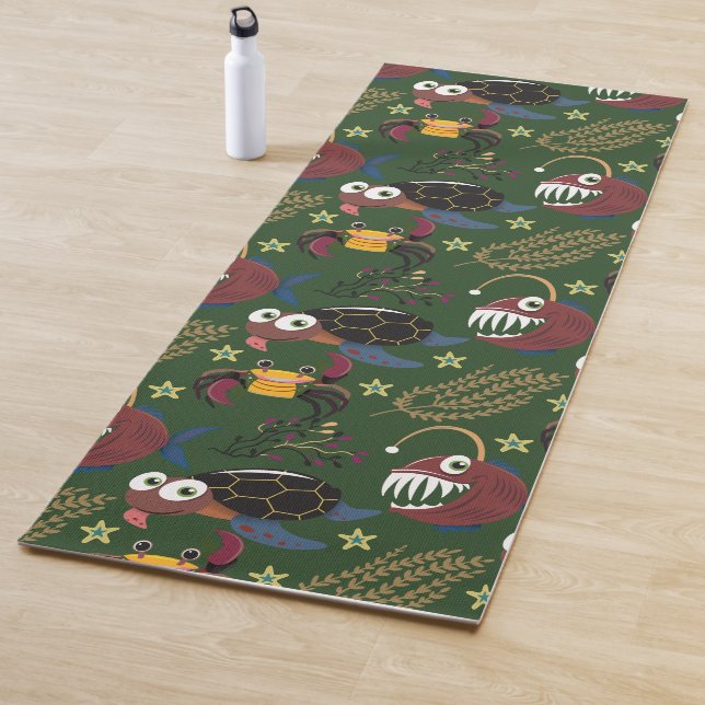 Aquatic animals pattern | ocean underwater life 38 yoga mat (In Situ)