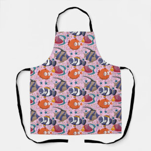 Aquatic animals pattern   ocean underwater life 39 apron