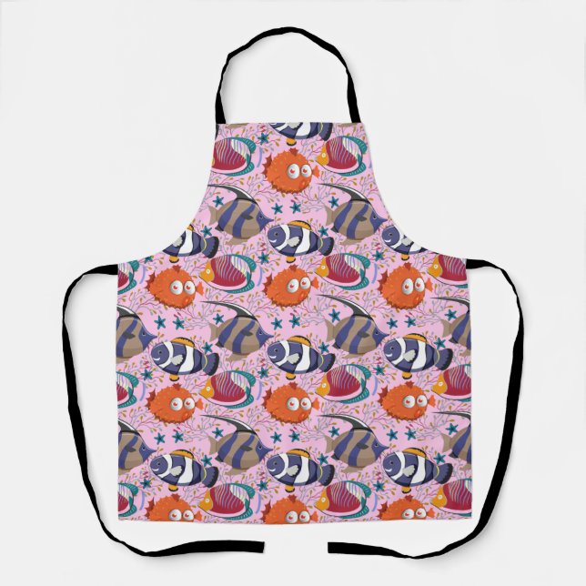 Aquatic animals pattern | ocean underwater life 39 apron (Front)