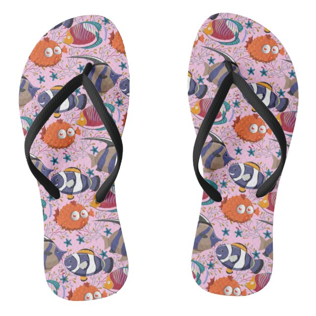 Aquatic animals pattern | ocean underwater life 39 flip flops (Footbed)