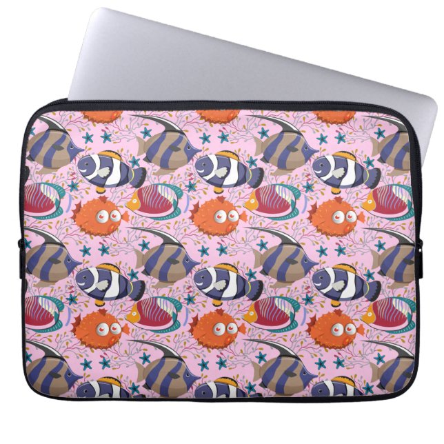 Aquatic animals pattern | ocean underwater life 39 laptop sleeve (Front)