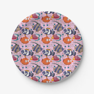 Aquatic animals pattern ocean underwater life 39 paper plate